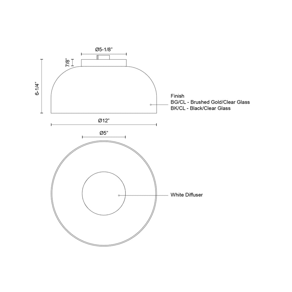 Cedar 12-in Brushed Gold/Clear LED Flush Mount by KUZCO