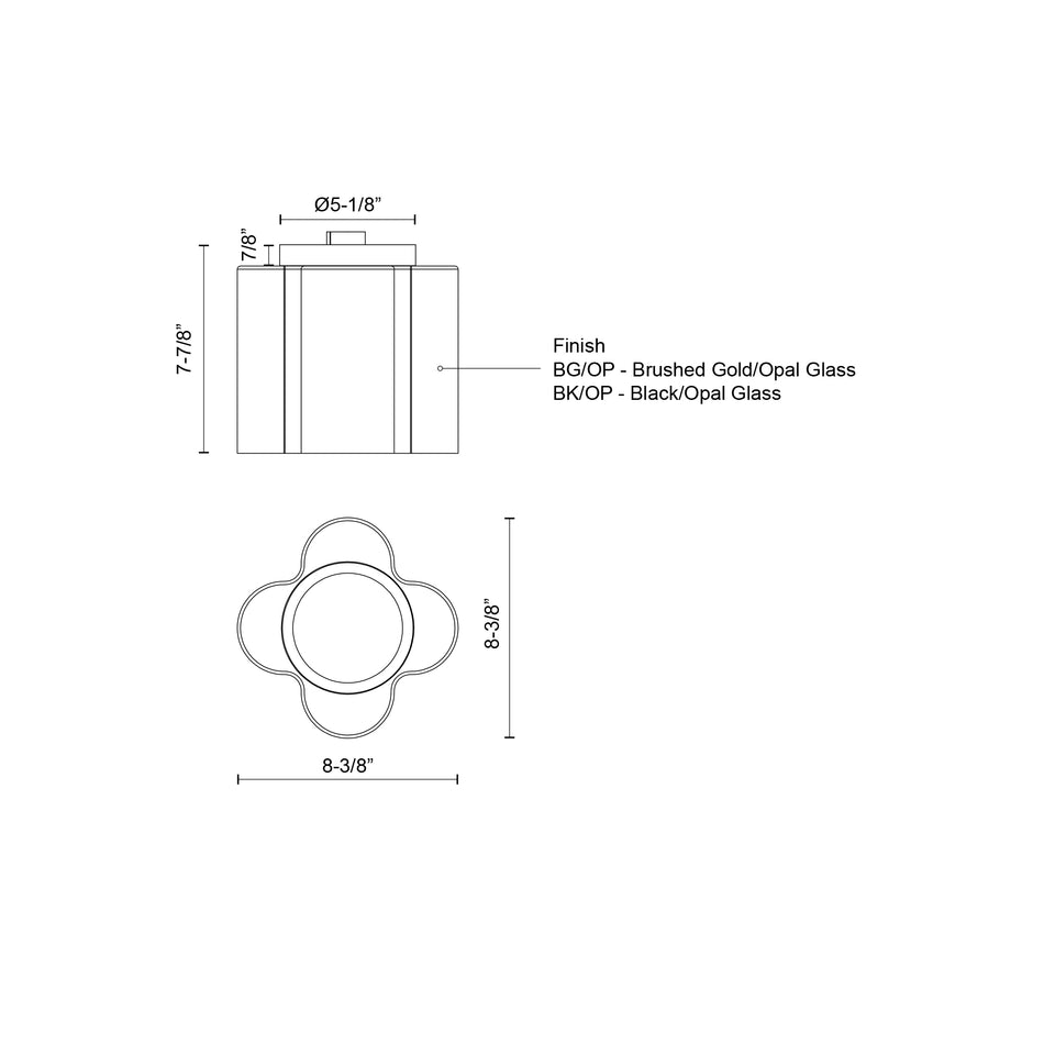 Clover 9-in Brushed Gold/Opal Glass LED Flush Mount by KUZCO