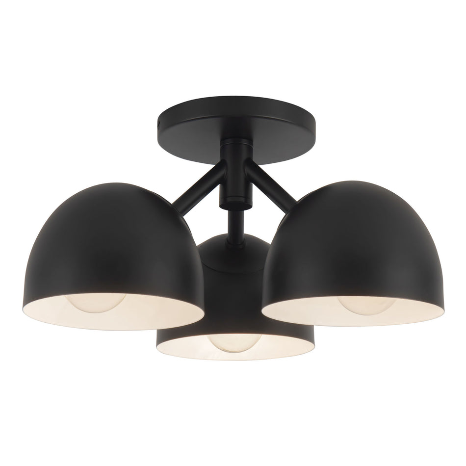 Fosso 13-in Black Semi-Flush Mount