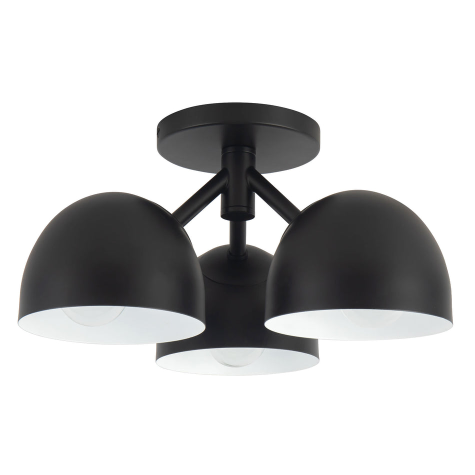 Fosso 13-in Black Semi-Flush Mount