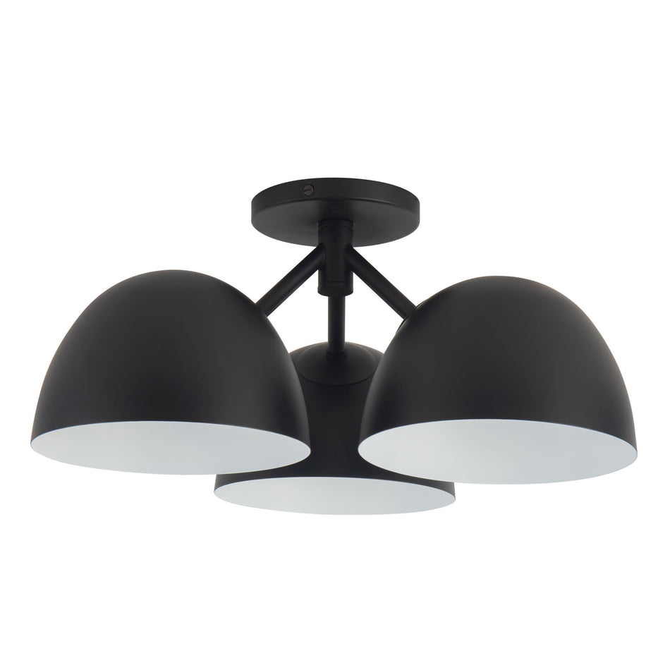 Fosso 17-in Black Semi-Flush Mount
