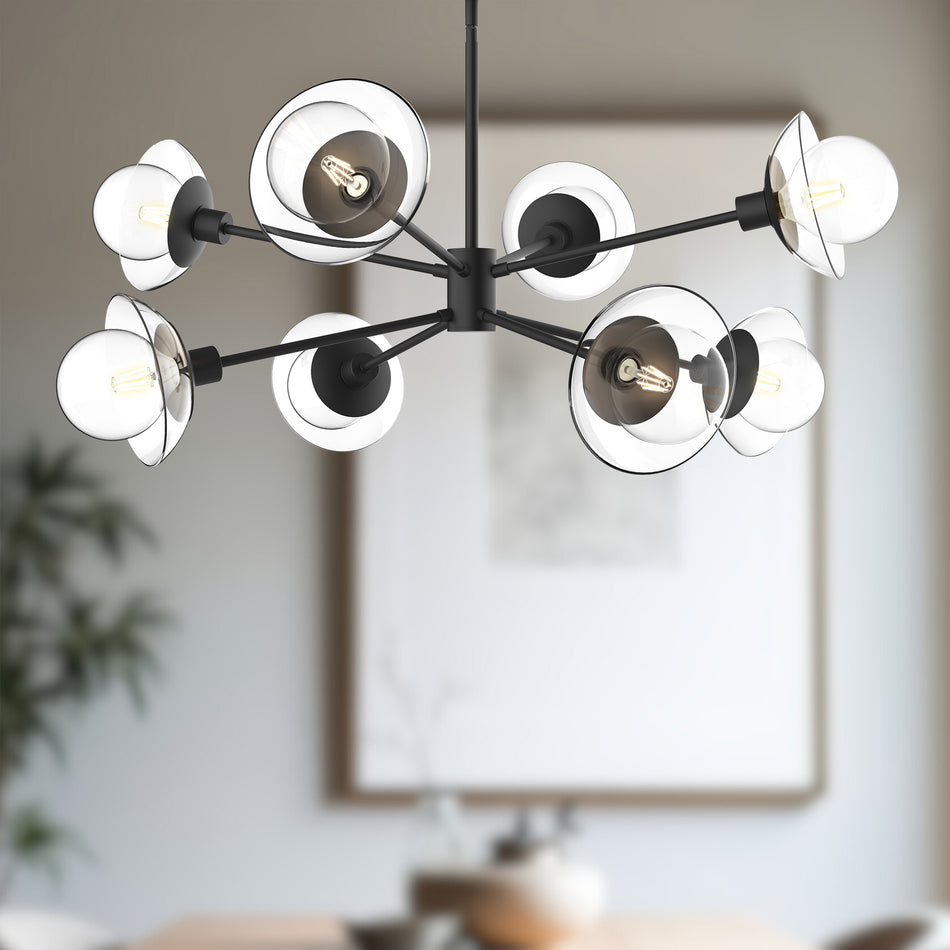 Francesca 40-in Clear Glass/Matte Black 8 Lights Chandeliers by ALORA MOOD