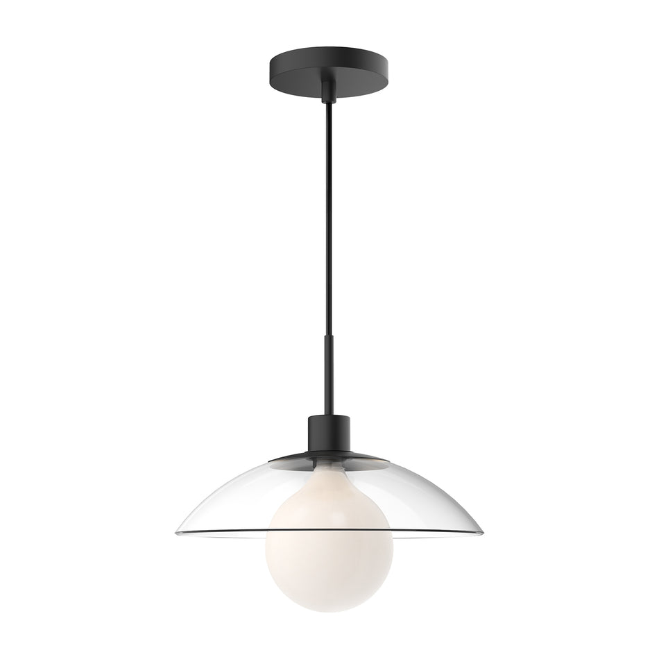 Francesca 12-in Clear Glass/Matte Black 1 Light Pendant