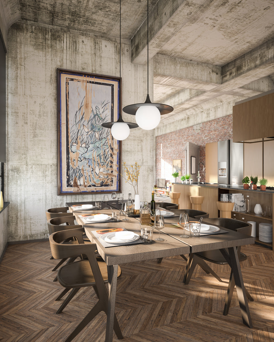 Fuji 16-in Matte Black/Opal Matte Glass 1 Light Pendant by ALORA MOOD