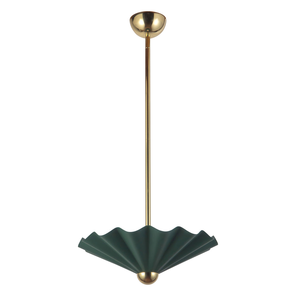 Furrow 16-in Green dimmable LED Pendant
