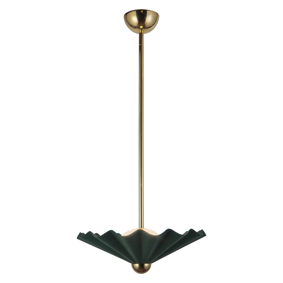Furrow 16-in Green dimmable LED Pendant