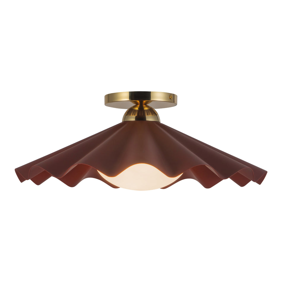 Furrow 16-in Red Semi-Flush Mount