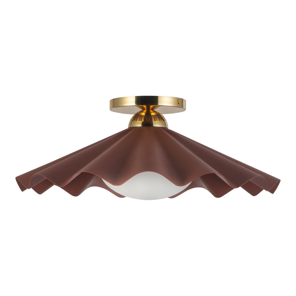 Furrow 16-in Red Semi-Flush Mount