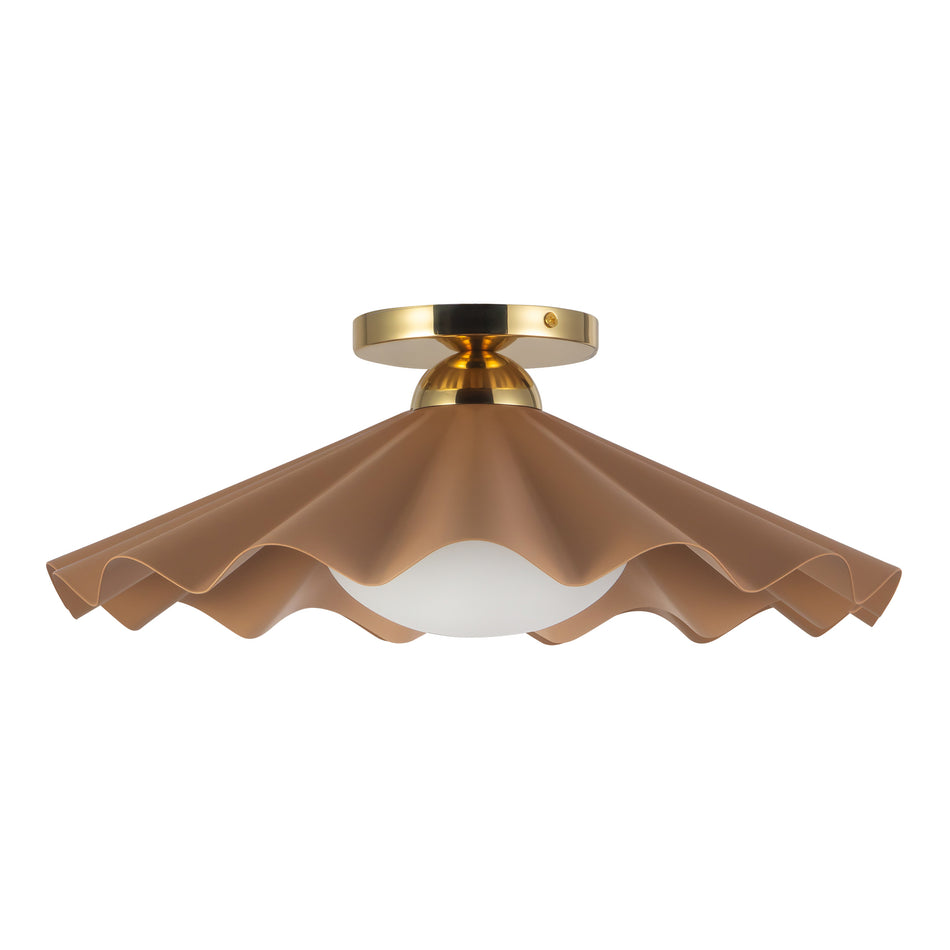 Furrow 16-in Red Semi-Flush Mount