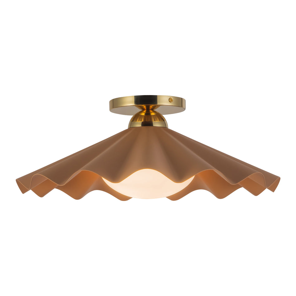 Furrow 16-in Red Semi-Flush Mount
