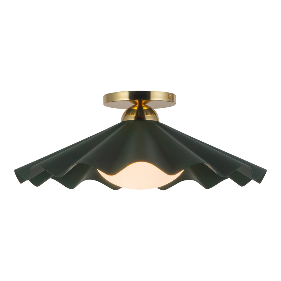 Furrow 16-in Green Semi-Flush Mount