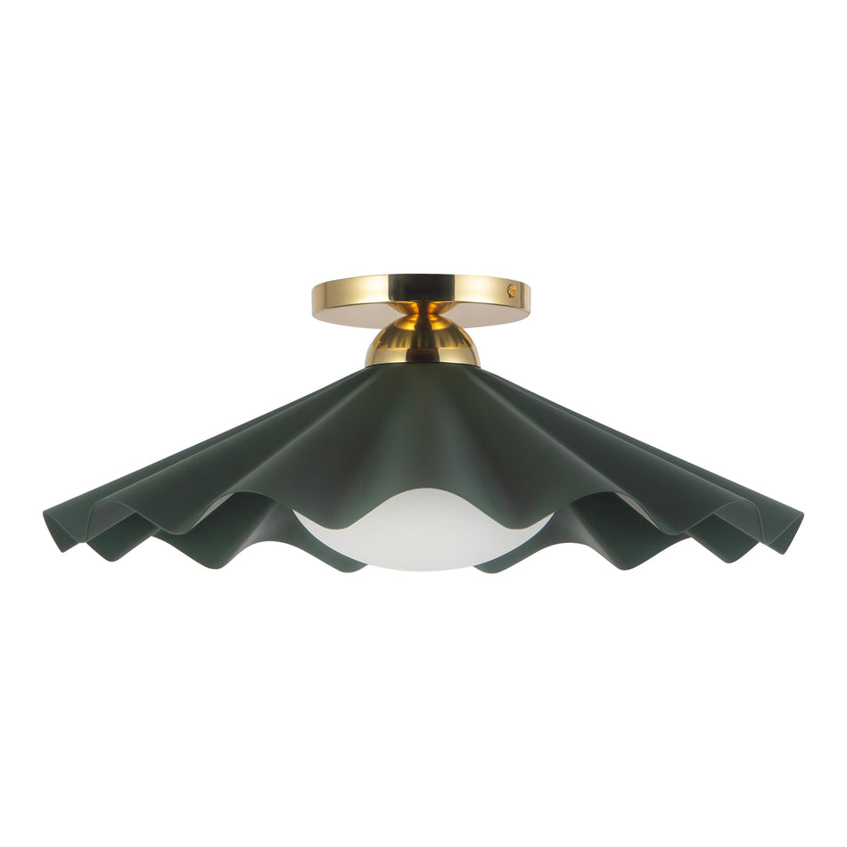 Furrow 16-in Green Semi-Flush Mount