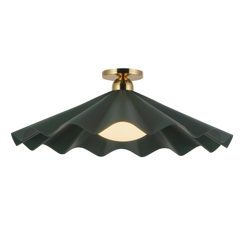 Furrow 25-in Green Semi-Flush Mount
