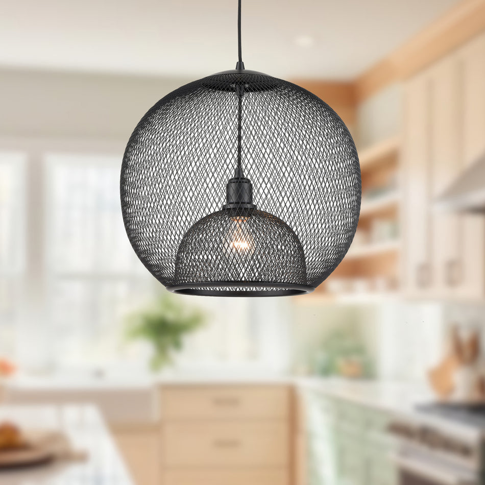 Gibraltar 18-in Black 1 Light Pendant by KUZCO