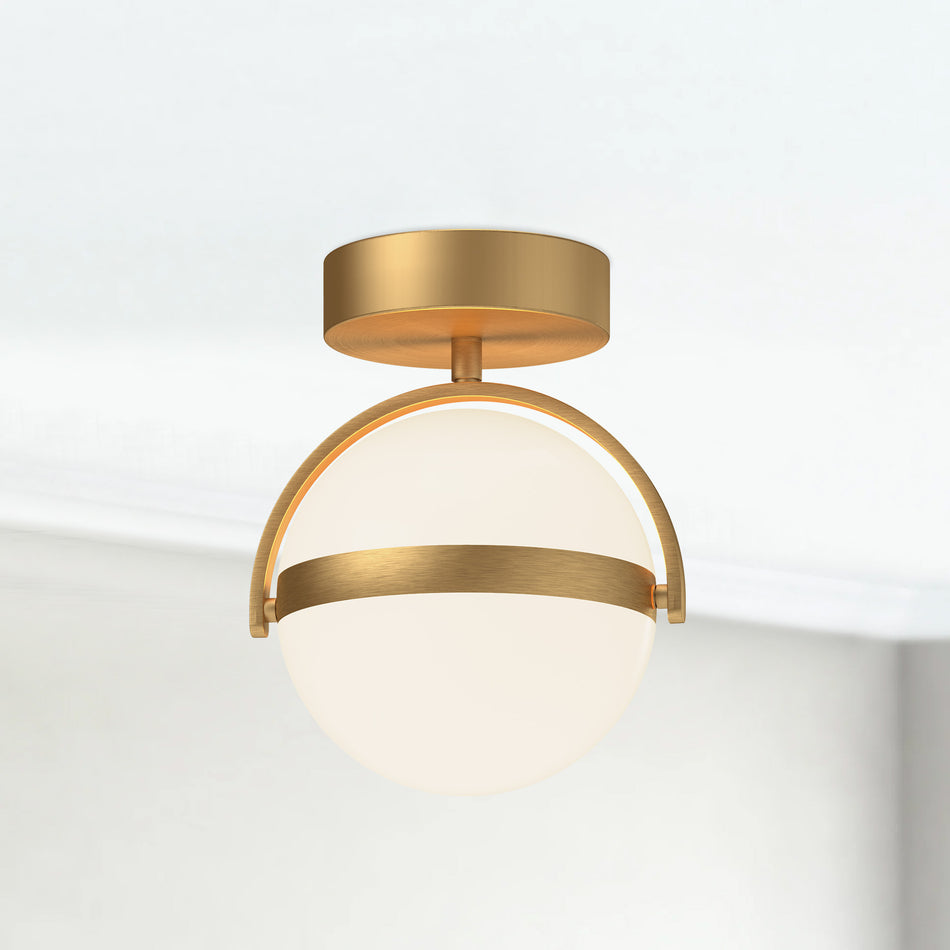 Globo 7-in Brushed Gold LED Flush Mount by ALORA