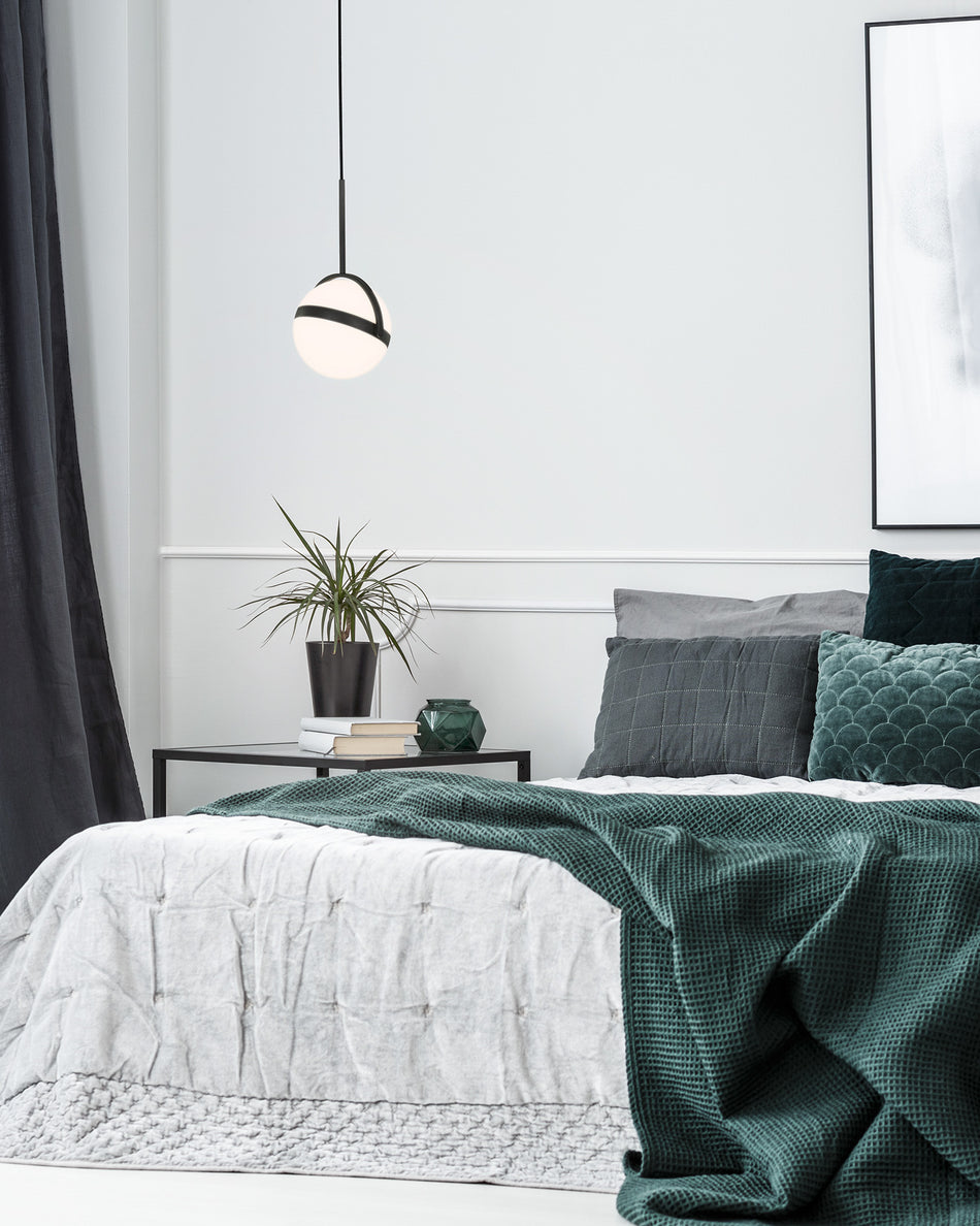 Globo 7-in Matte Black LED Pendant by ALORA