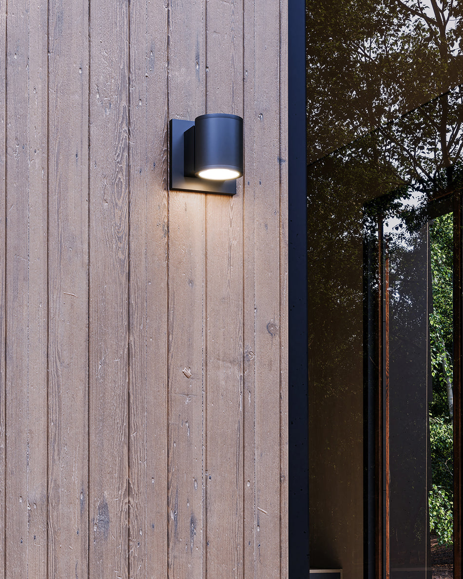 Griffith 4-in Textured Black LED Exterior Wall by KUZCO