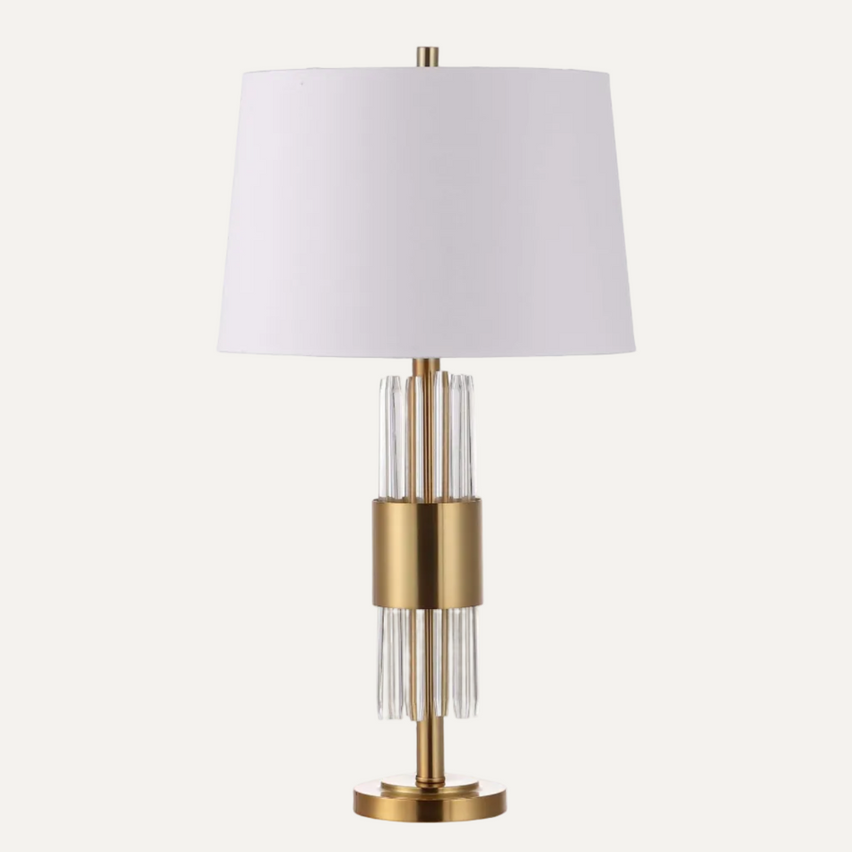 H7939GD - Table Lamp in Gold with White Fabric Shade by Kandil