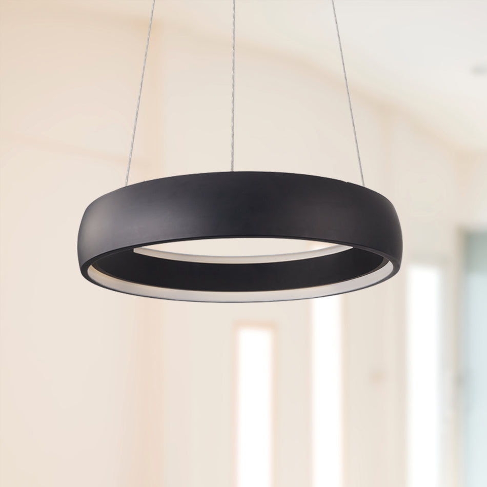 Halo 23-in Black LED Pendant by KUZCO