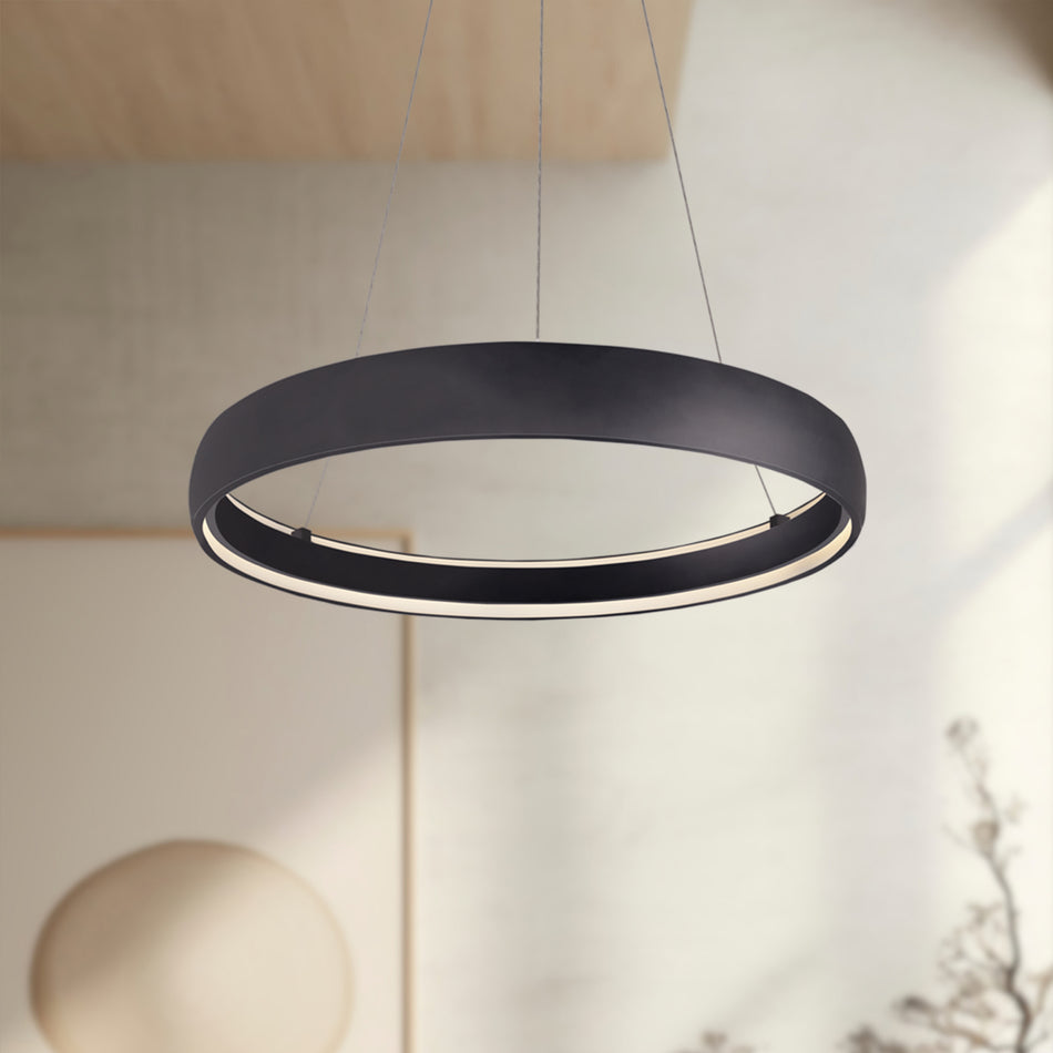 Halo 35-in Black LED Pendant by KUZCO
