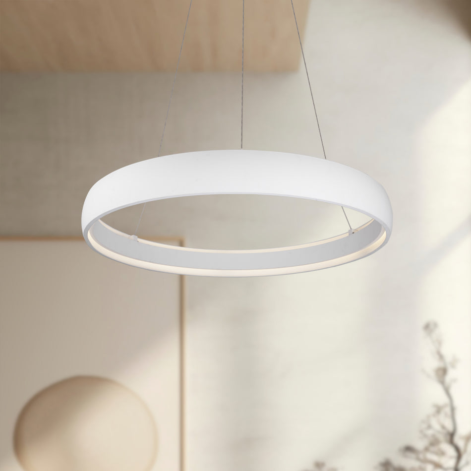 Halo 35-in White LED Pendant by KUZCO