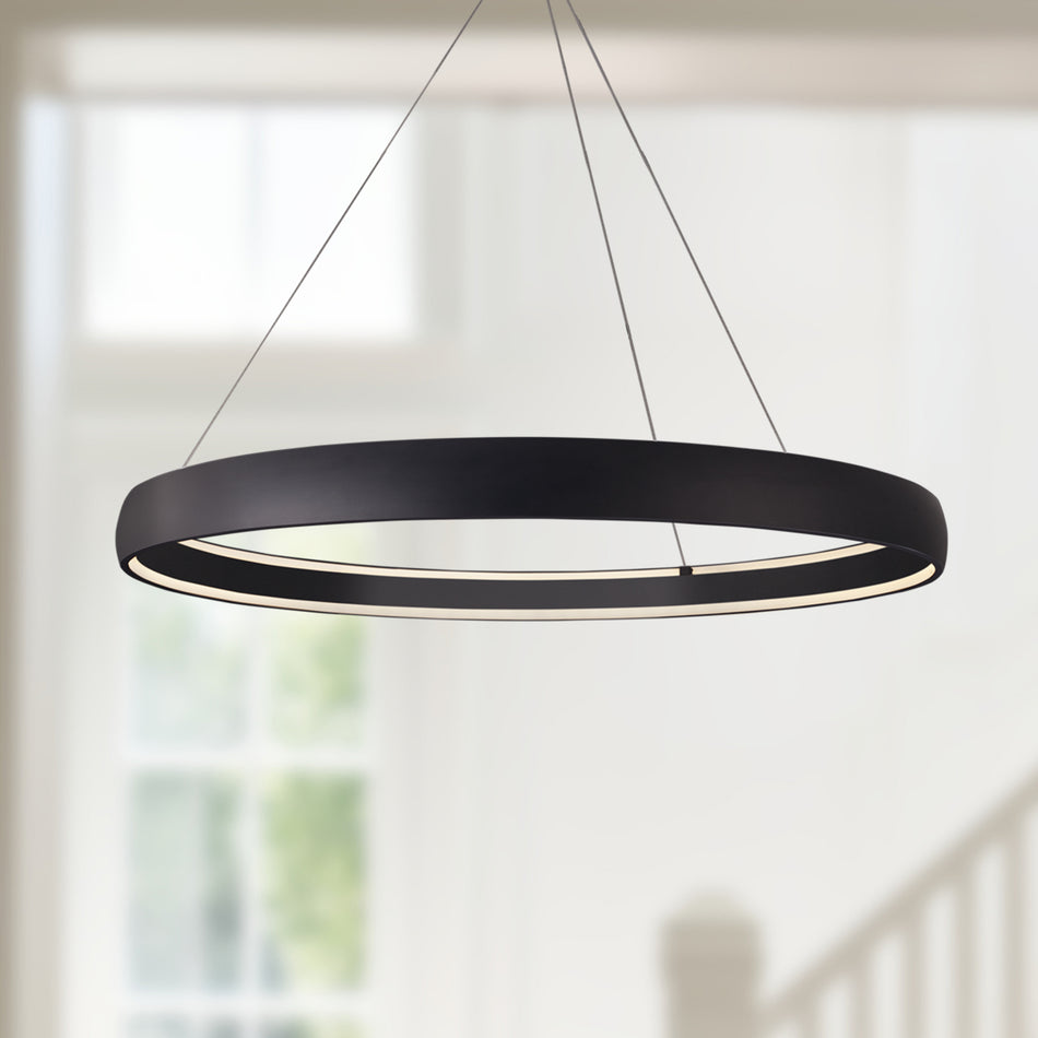 Halo 53-in Black LED Pendant by KUZCO
