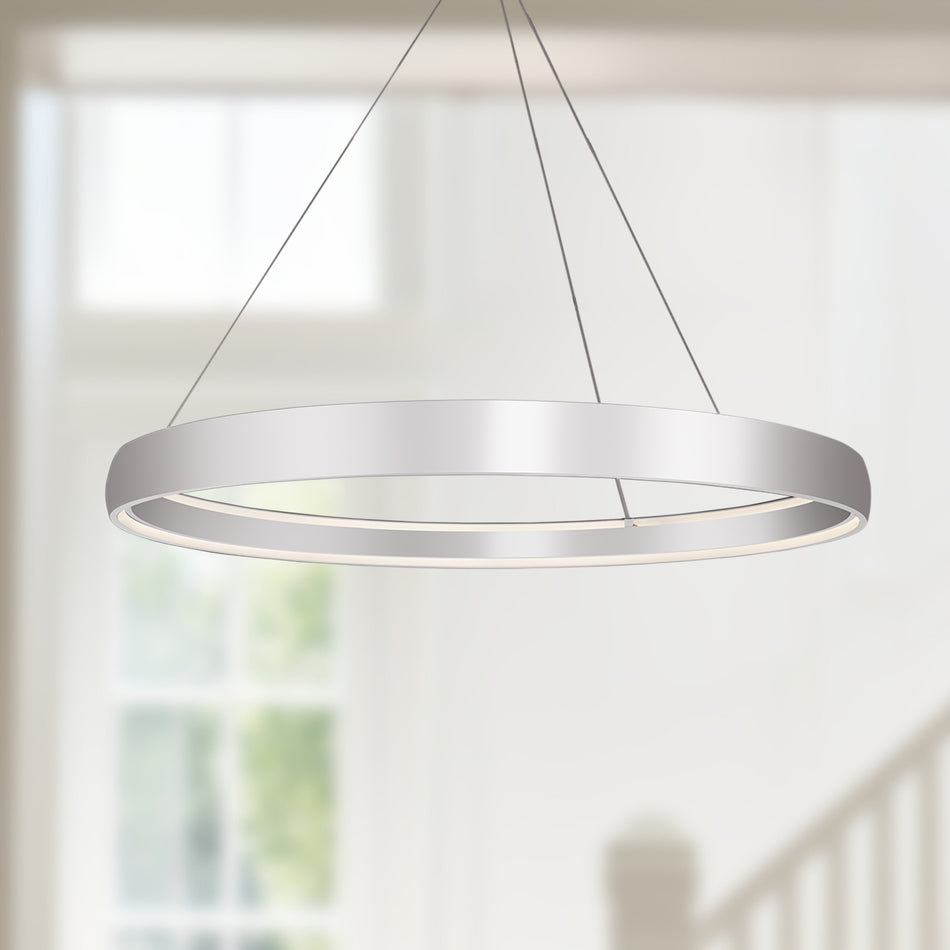 Halo 53-in Brushed Silver LED Pendant by KUZCO