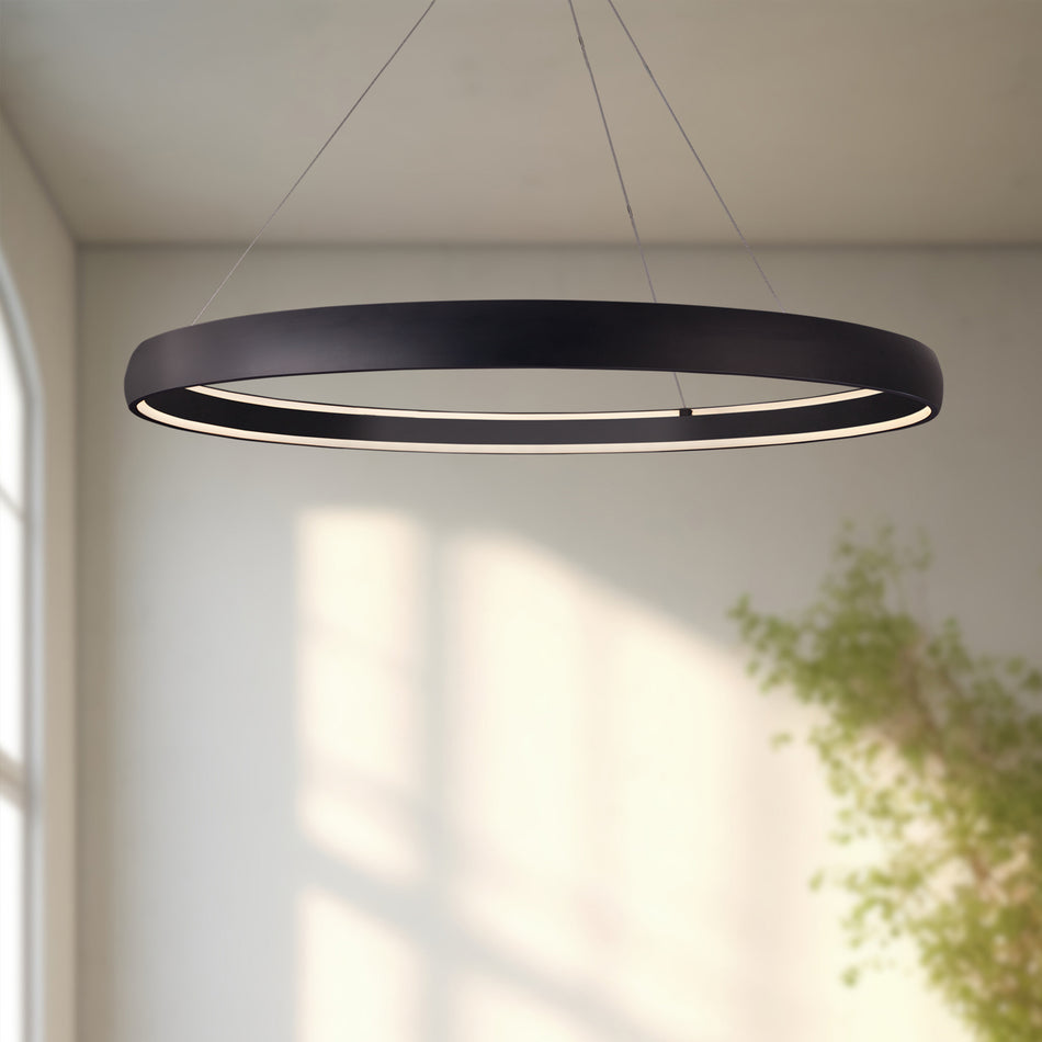 Halo 72-in Black LED Pendant by KUZCO