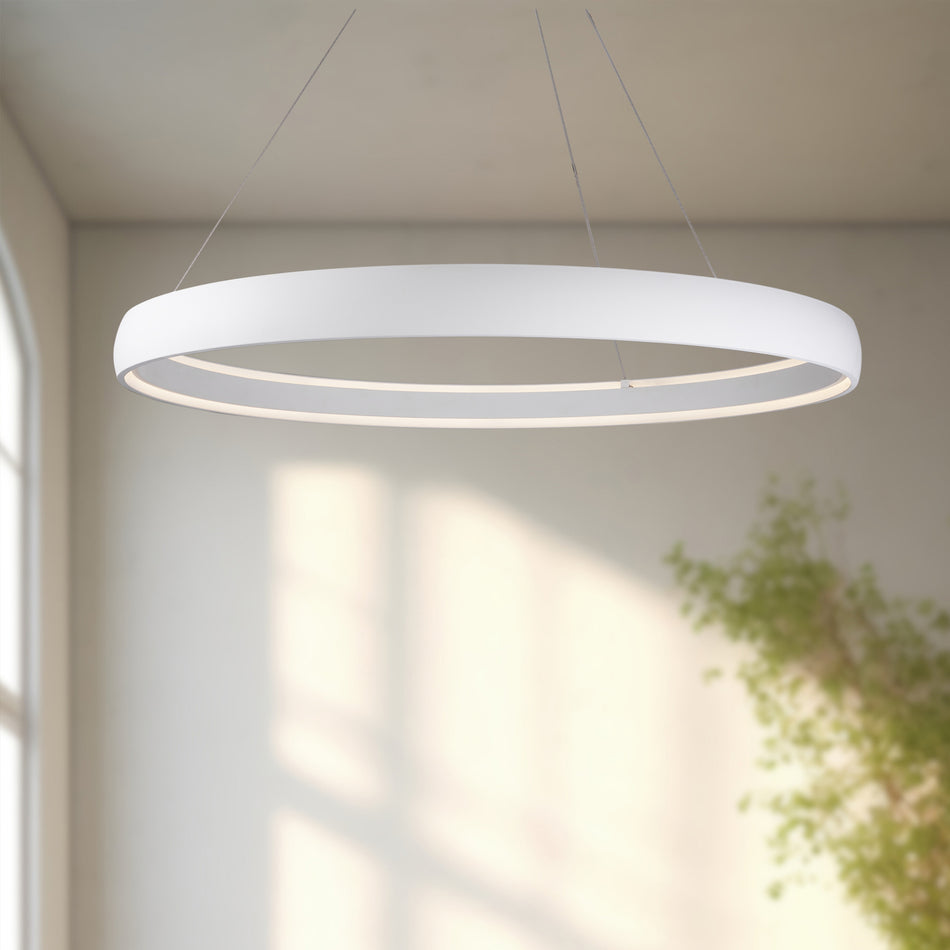 Halo 72-in White LED Pendant by KUZCO