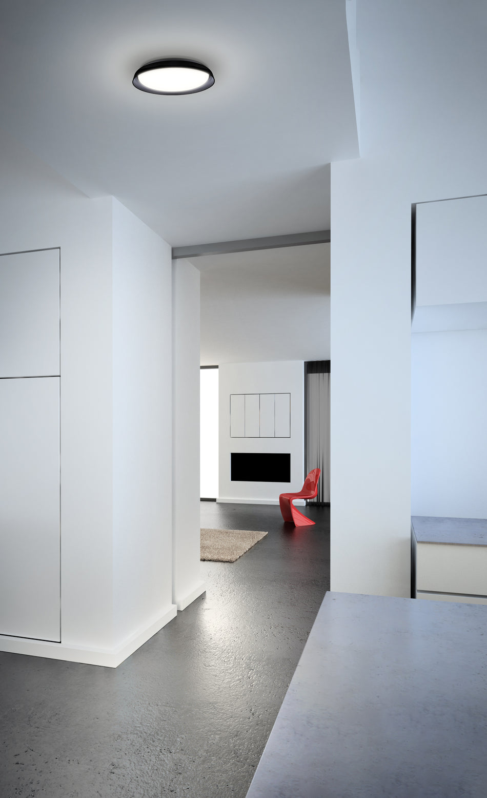 Hampton 17-in Black LED Flush Mount by KUZCO