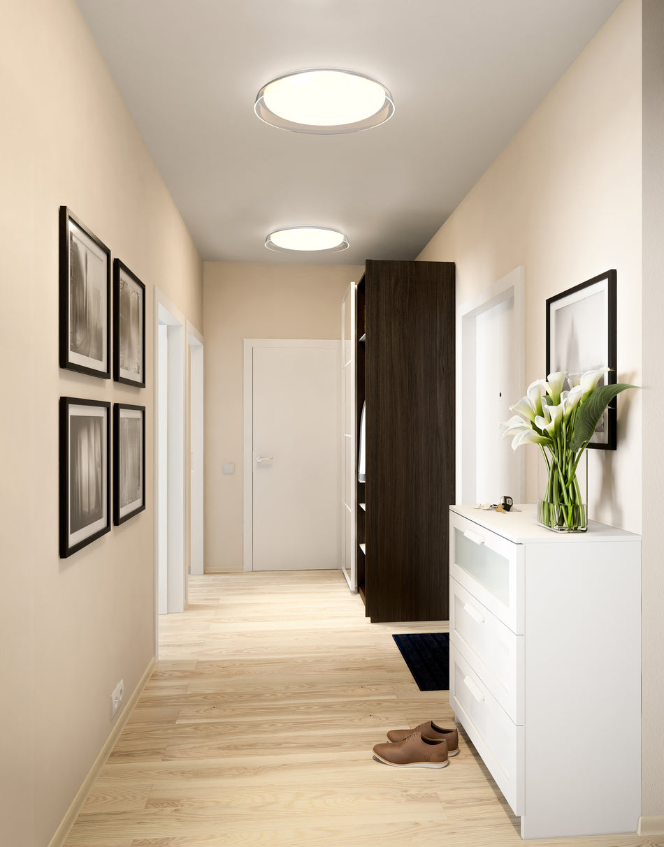 Hampton 17-in Clear LED Flush Mount by KUZCO