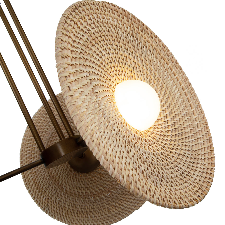 Harbour 18-in Vintage Brass/Woven LED Pendant by ALORA