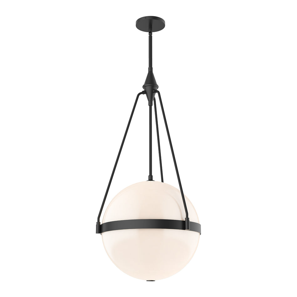 Harmony 18-in Matte Black/Glossy Opal Glass 4 Lights Pendant