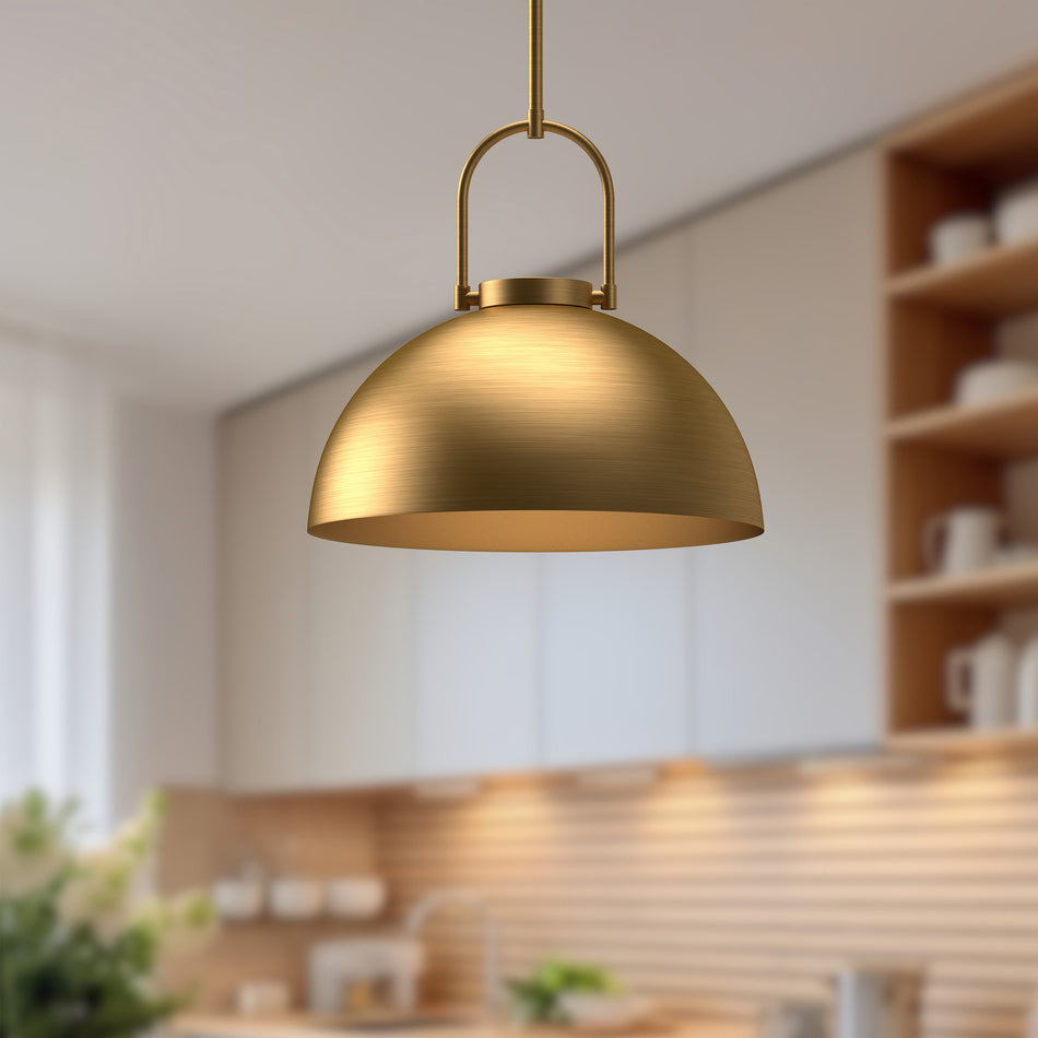 Harper 16-in Aged Gold 1 Light Pendant by ALORA MOOD