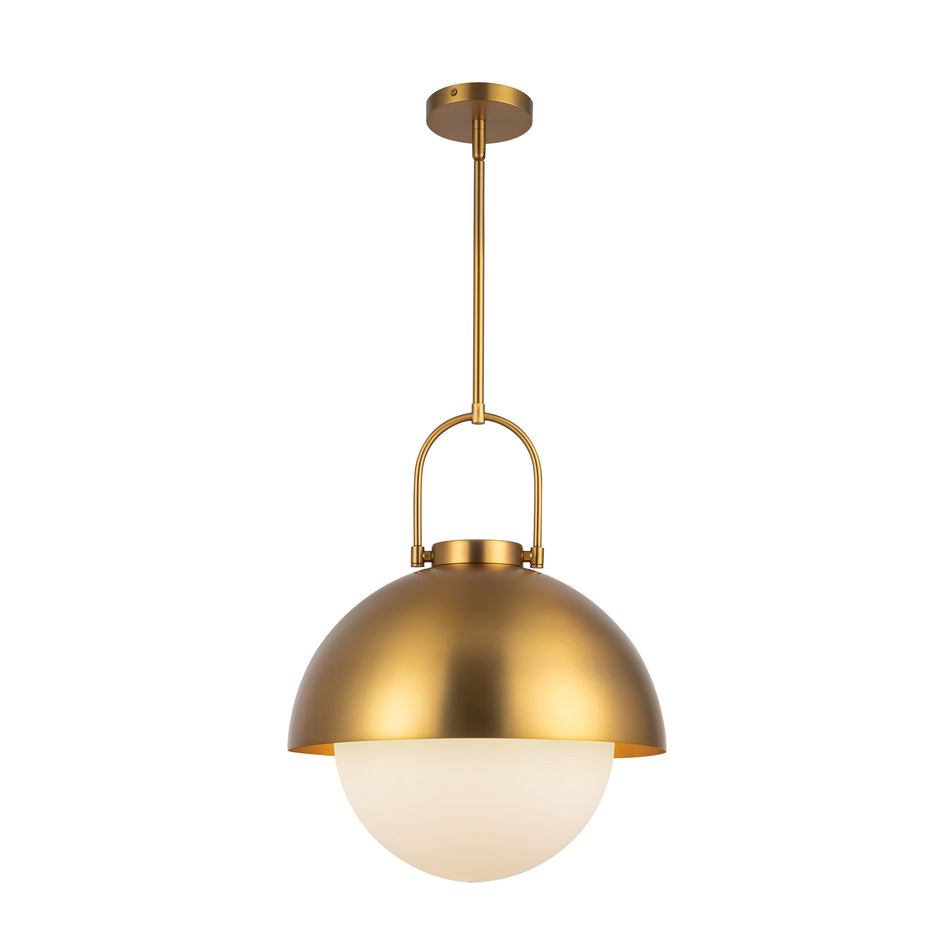 Harper 16-in Aged Gold/Opal Matte Glass 1 Light Pendant