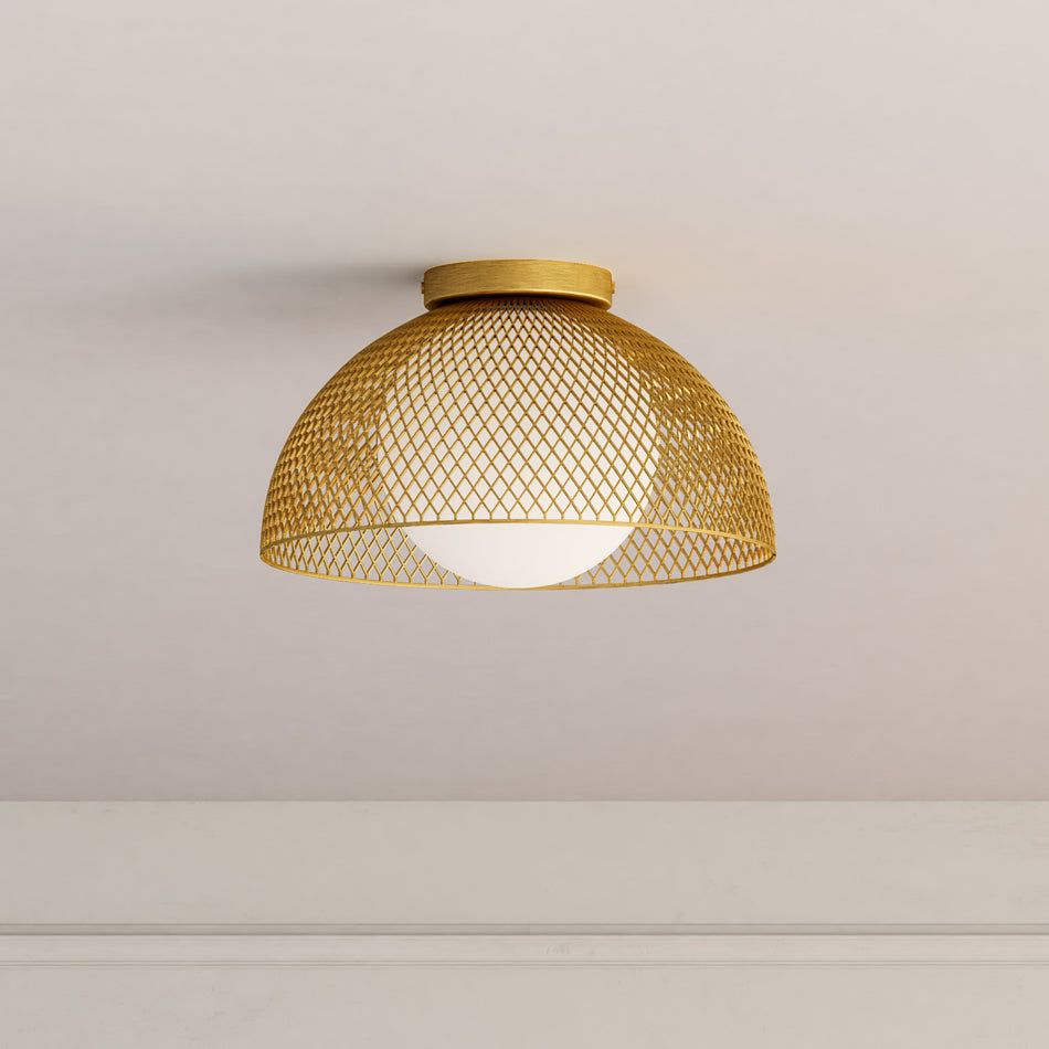 Haven 12-in Gold/Opal Matte Glass 1 Light Flush Mount by ALORA MOOD