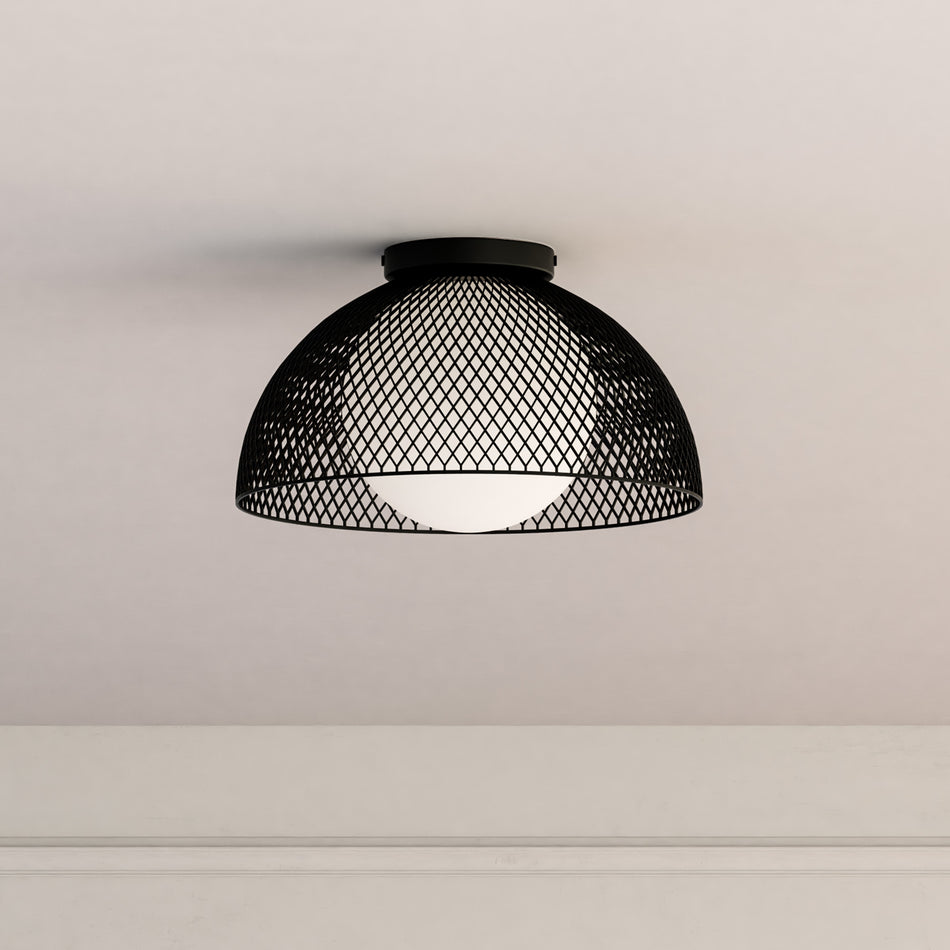 Haven 12-in Matte Black/Opal Matte Glass 1 Light Flush Mount by ALORA MOOD