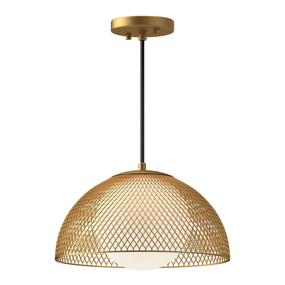 Haven 12-in Gold/Opal Matte Glass 1 Light Pendant