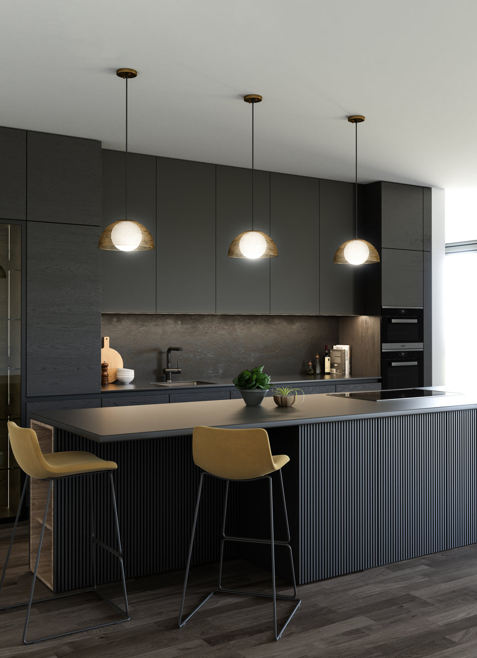 Haven 12-in Gold/Opal Matte Glass 1 Light Pendant by ALORA MOOD