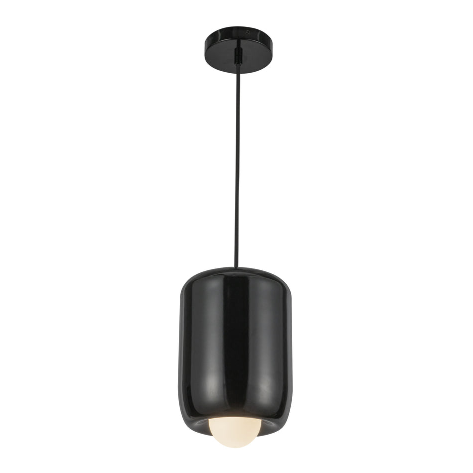 Hayden 7-in Glossy Black LED Pendant by KUZCO