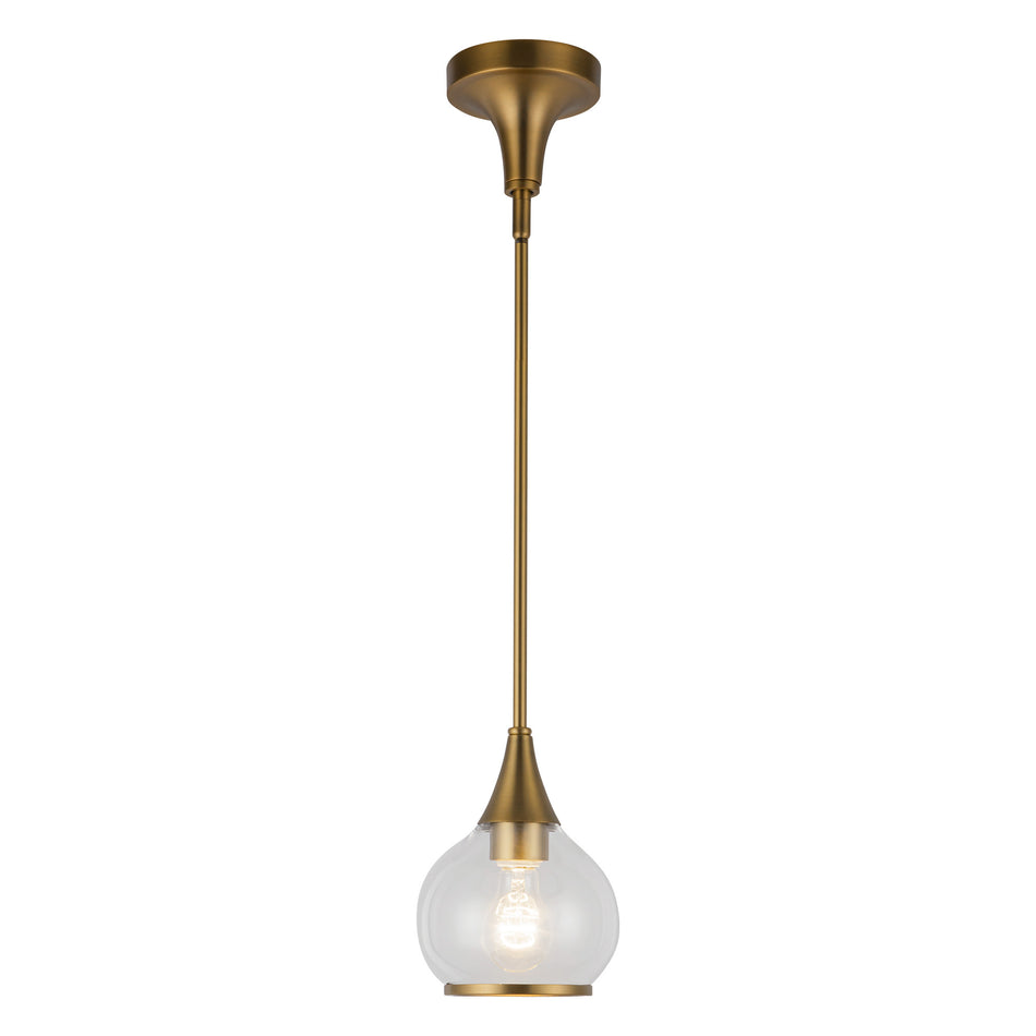Hazel 6-in Aged Gold/Clear Glass 1 Light Pendant