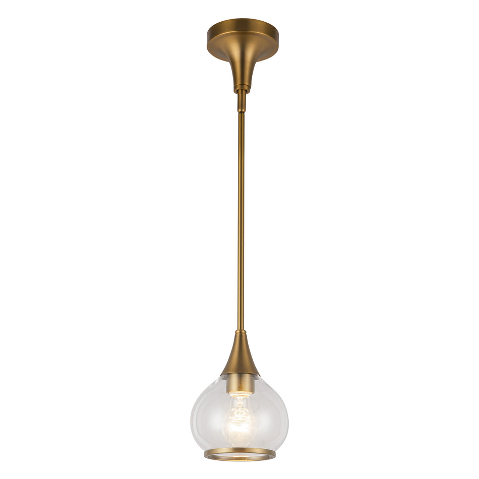 Hazel 6-in Aged Gold/Clear Glass 1 Light Pendant by ALORA MOOD