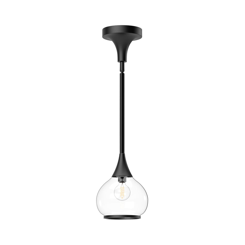 Hazel 6-in Clear Glass/Matte Black 1 Light Pendant