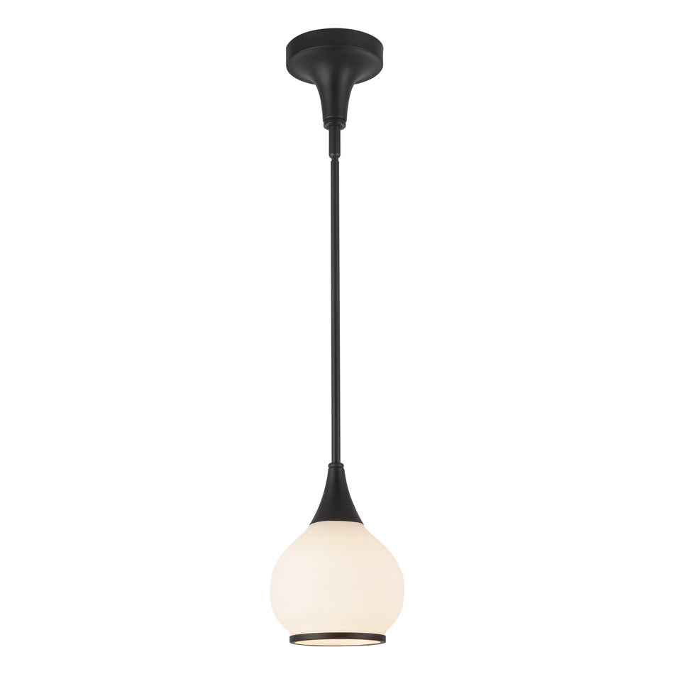 Hazel 6-in Matte Black/Opal Matte Glass 1 Light Pendant by ALORA MOOD