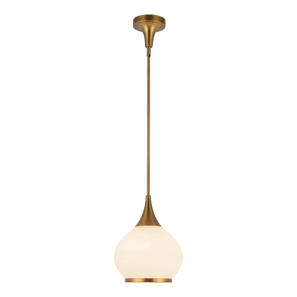 Hazel 10-in Aged Gold/Opal Matte Glass 1 Light Pendant