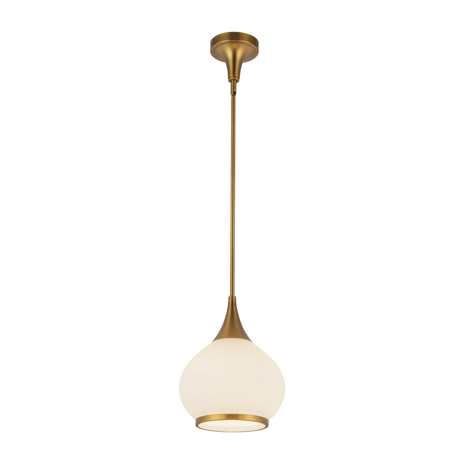 Hazel 10-in Aged Gold/Opal Matte Glass 1 Light Pendant by ALORA MOOD