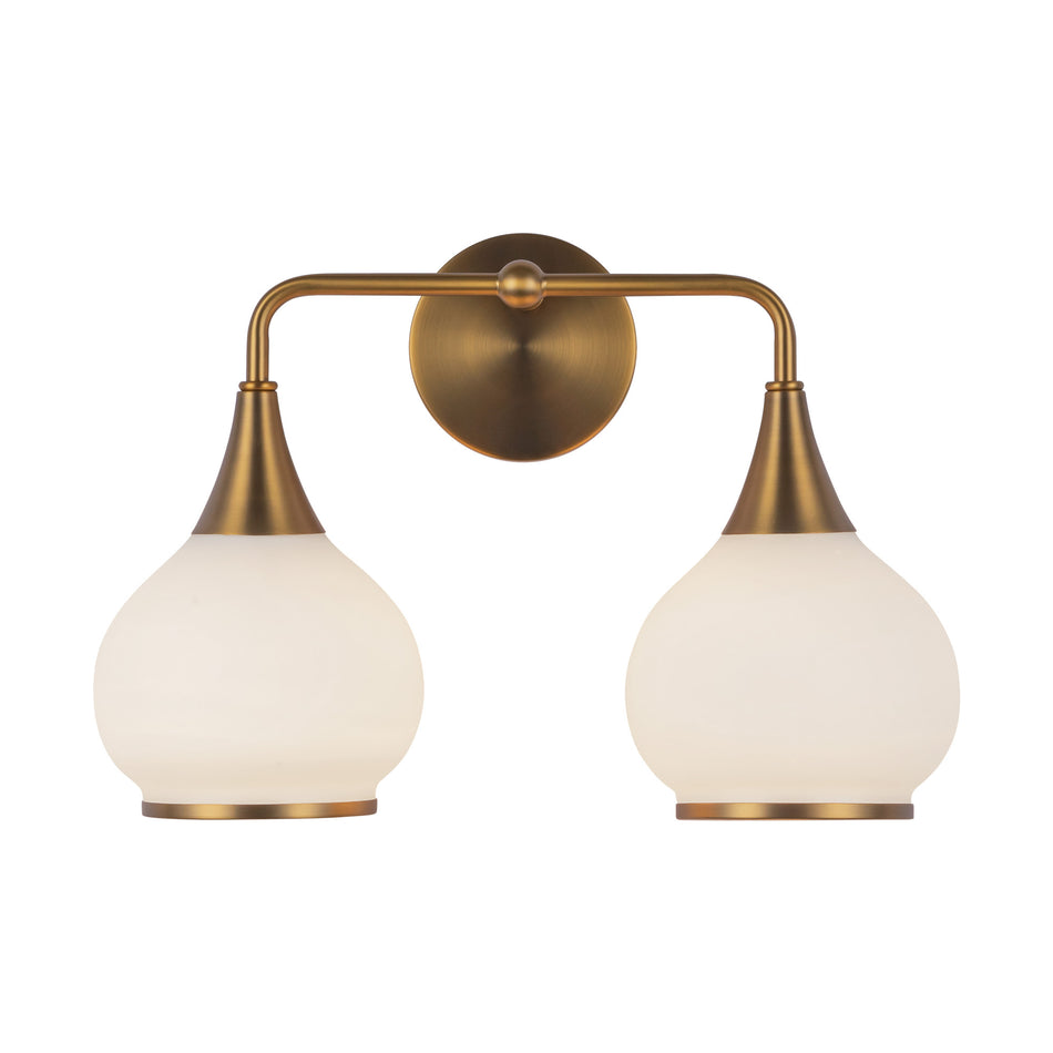 Hazel 17-in Aged Gold/Opal Matte Glass 2 Lights Vanity