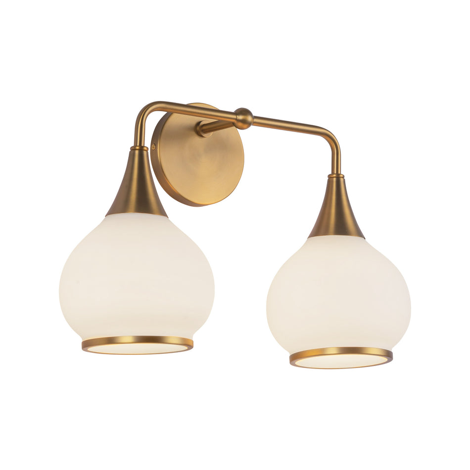 Hazel 17-in Aged Gold/Opal Matte Glass 2 Lights Vanity by ALORA MOOD
