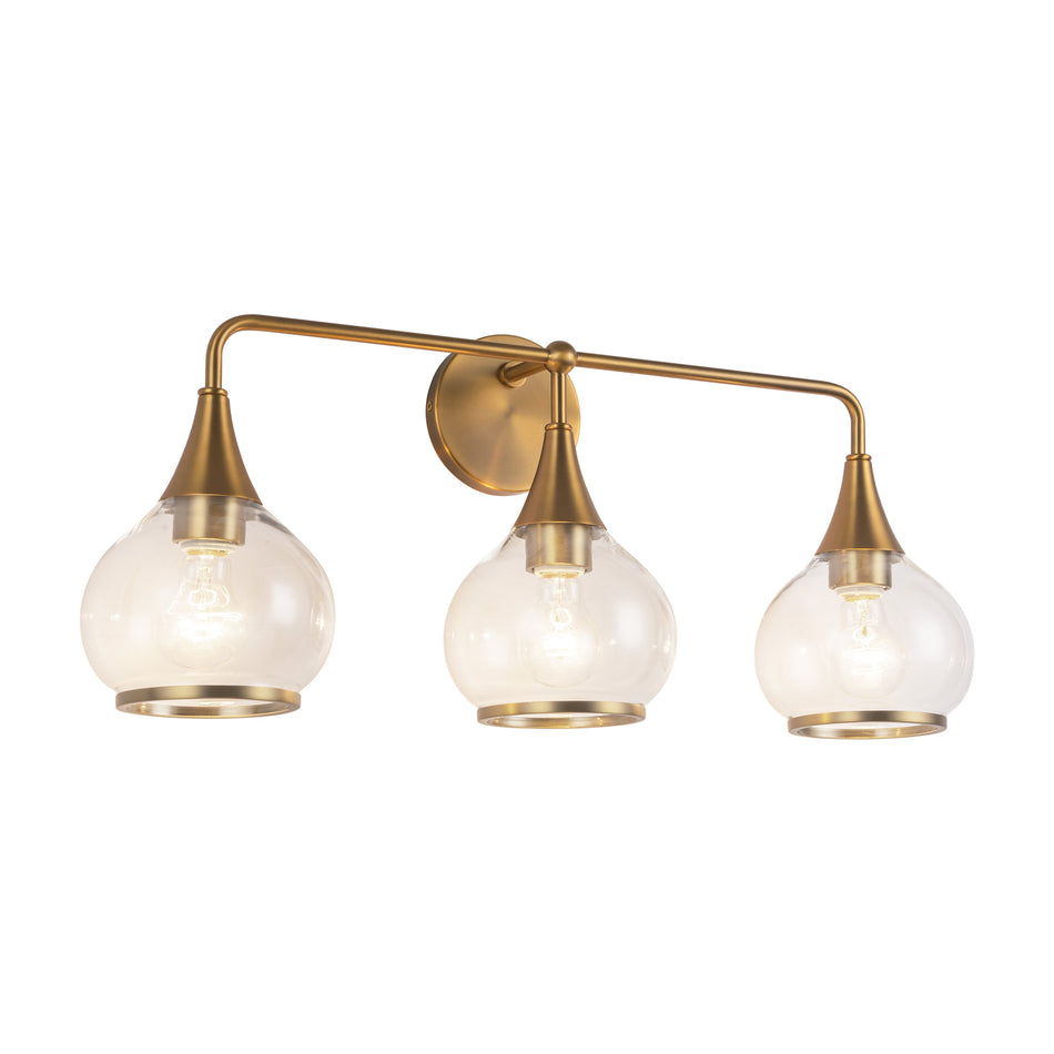 Hazel 26-in Aged Gold/Clear Glass 3 Lights Vanity by ALORA MOOD