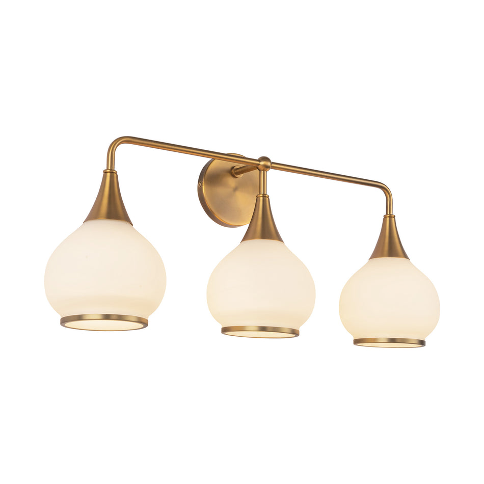 Hazel 26-in Aged Gold/Opal Matte Glass 3 Lights Vanity by ALORA MOOD